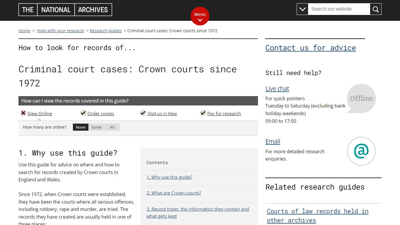 Criminal court cases: Crown courts since 1972 - The National Archives