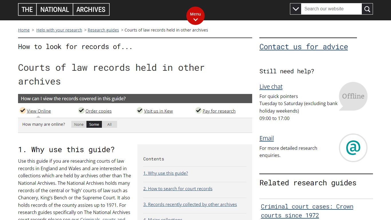 Courts of law records held in other archives - The National Archives